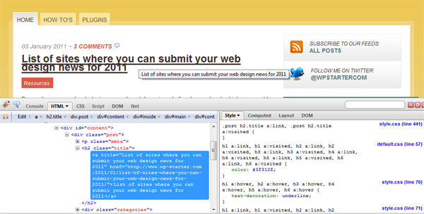 hover over the title