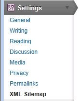 Wordpress Settings menu
