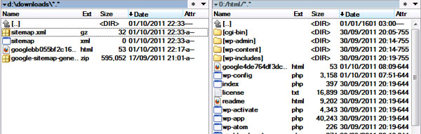 Upload empty sitemap files
