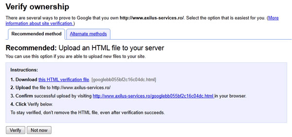 Verify site to Google Webmaster Tools