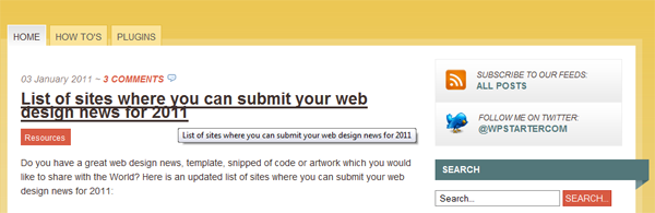 title in wordpress blog